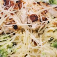 Chicken Broccoli Alfredo · Sauteed chicken breast on a warm bed of penne pasta, tossed with fresh broccoli and creamy a...