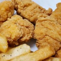 Kid Nuggets · Chicken nuggets served with french fries and a choice of dipping sauce
