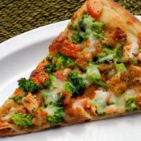 Vegetable Pizza · Zucchini or broccoli, mushrooms, fresh garlic, roasted peppers and mozzarella. 
