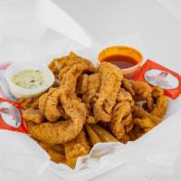 1. Canal Street Catfish Basket · Catfish that is seasoned stripped then deep fried, with seasoned french fries and hush puppi...