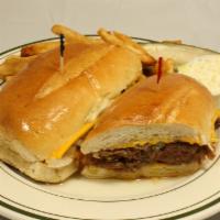 Philly Cheese Steak Sandwich · Comes with french fries.