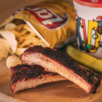 Kid's 2 Ribs · Served with 1 side and fountain drink.