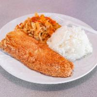 Fried Golden Brown Whiting Fish served  with 2 Sides · Our Fried Golden Brown Whiting Fish is lightly breaded with savory herbs and spices. 
Please...