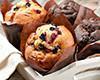 Muffin · Soft, moist muffins available in blueberry crumble and chocolate chunk.