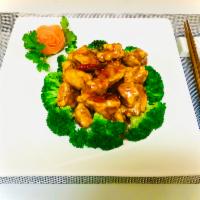 V1. Mock General Tso's Chicken · Hot and spicy.
