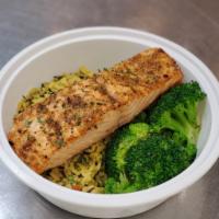 Chili Lime Salmon w/ Rice & Broccoli · 