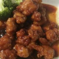 SP7. General Tso's Chicken · Deep fried chicken stir fried with special spicy sauce. Spicy.