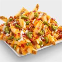 Jalapeno Pepper Fries  · Cheddar Cheese Sauce, Diced Jalapenos, Jalapeno Lime Seasoning, Ranch Dressing, shredded Che...