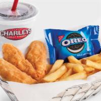 Kid's 3 Chicken Strips · Served with fries, beverage and 2 pack Oreo.