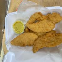 4 Piece Chicken Fingers · Served with BBQ sauce or honey mustard.