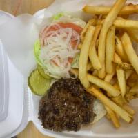 Hamburger Deluxe · Served with lettuce, tomato, onion, coleslaw and french fries.