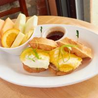 Waffle Sandwich Breakfast · 2 egg with bacon or turkey bacon and American cheese between 2 mini waffles served with seas...