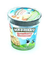 Pint of Ben and Jerrys Strawberry Cheesecake · 