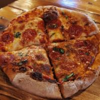 Pepperoni Pub-Style Pizza · 10'' Pub-Style Pizza with Red Sauce, Mozzarella Cheese, & Pepperoni