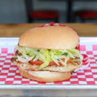 Grilled Chicken Sandwich · Grilled chicken breast served on a toasted bun, lettuce, tomato and mayo.