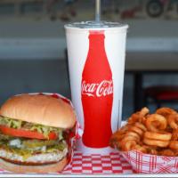 Turkey Burger Deal · Comes with choice of fries and canned soda or shake