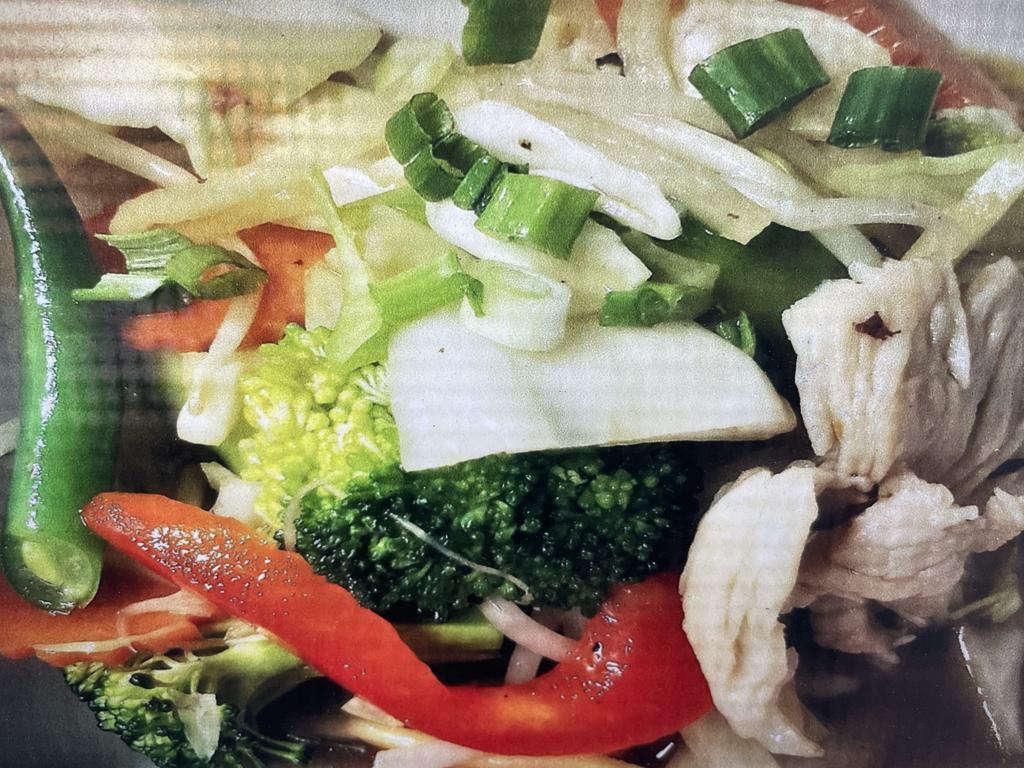 Veggie · Broccoli, carrot, cabbage, bell pepper, tomato, bamboo, mushroom, bean sprout, green onion.