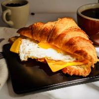 Egg and Cheese Croissant Sandwich · Daily baked croissant sandwich.