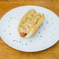 Classic Chili and Cheese Dog · Grilled all beef Sabrett frankfurter, topped with chili and cheese.