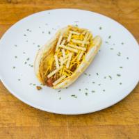 Big Dog · Grilled all beef Sabrett frankfurter, topped with sauerkraut, chili, cheese, onions and pota...