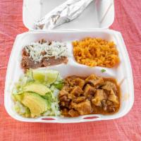 Any Meat Plate Lunch · Choice of meat, served with rice & beans, lettuce and avocado on the side 3 corn or flour to...