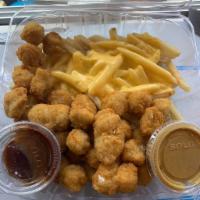 Large Popcorn Chicken · Served with fries 