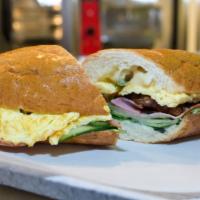 Savory Steak, Eggs, and Creamy Cheese Roll Breakfast · Finely chopped or ground meat, often mixed with seasoning. Soft mild cheese. Sandwich served...