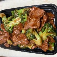 Beef with Broccoli · Served with white rice.