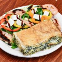 Momma's Fresh Spinach Pie · Homemade. Served with Greek salad.