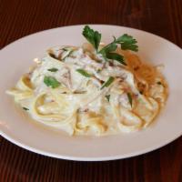 Fettuccini Carbonara · Served with your choice of pasta.