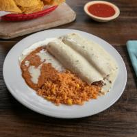 5. One Beef and 1 Cheese Enchilada Combo · Includes rice and beans.
