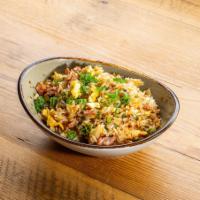 Bad and Bougie Spam Fried Rice · Fried jasmine rice, spam, egg, scallions.
Contains: Gluten, Eggs, Soy