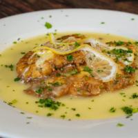 Chicken Francese · Served with pasta or salad.
