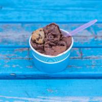 Brookie Ice Cream · Chocolate base, brownie, chocolate chip cookie, and chocolate drizzle.