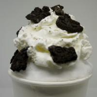 Cookies N Cream Shaved Ice · Silver fox shaved ice, a scoop of vanilla ice cream, whipped cream, and crushed Oreos.