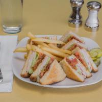 Turkey Club · 3 slices of bread and two layers of filling. Poultry. 
