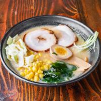 3. Miso Ramen · Noodle soup with miso flavor. Topped with seaweed, menma, scallion, chasyu, egg, corn, and m...