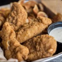 Chicken Tenders  · Crispy breaded chicken tenders served with your choice of sauce and our fresh cut fries or c...