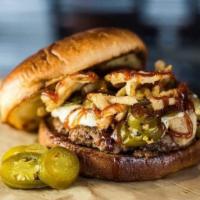 Jalapeno Popper Burger  · A generous portion of cream cheese spread, sauteed jalapenos, crispy French fried onions and...