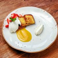 Butter Toasted Corn Meal Pound Cake · Lemon curd, whipped  cream cheese, fresh strawberries