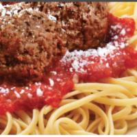 Meatball Marinara · Your choice of pasta topped with meatballs, marinara and finished with pecorino Romano cheese.