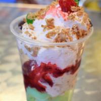 Sundae · Includes three scoops of Ice Cream, pick your flavors from our Ice Cream list, Whipped Cream...