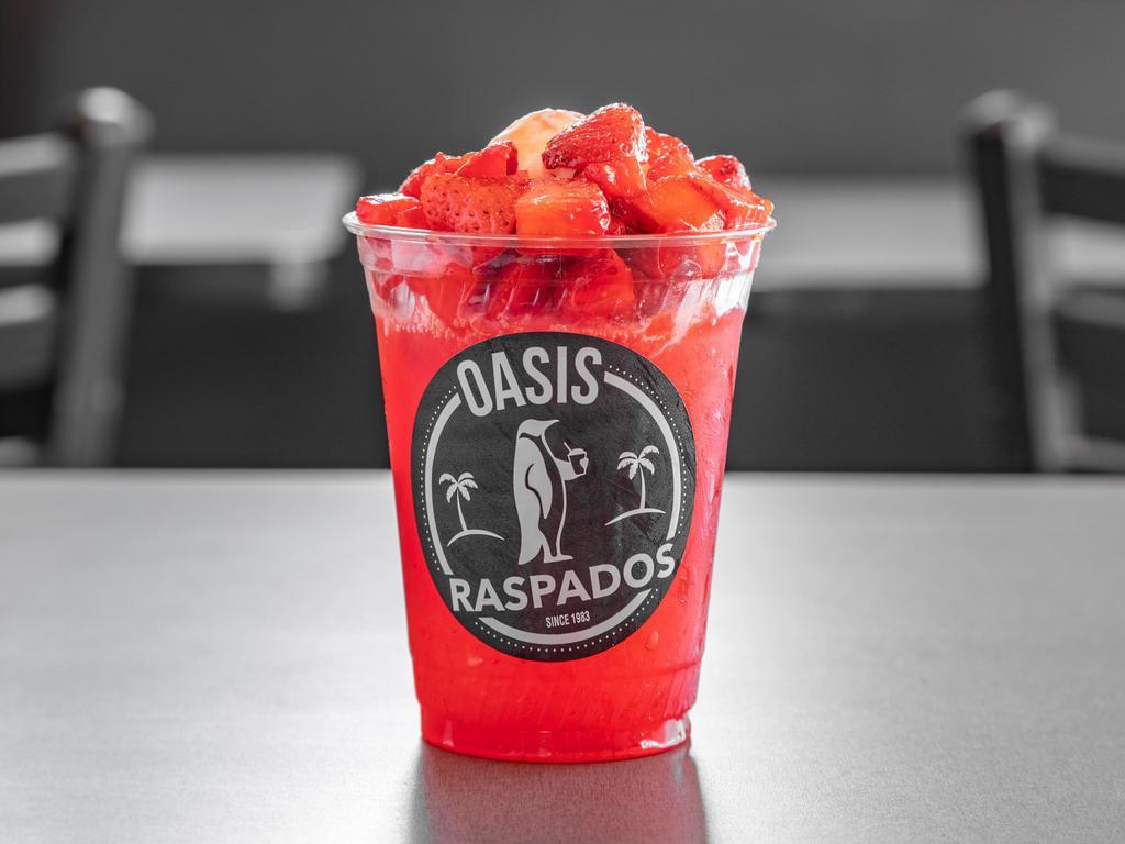 Obispos · Shaved ice, 1 scoop of ice cream, and your choice of one or two fruits.