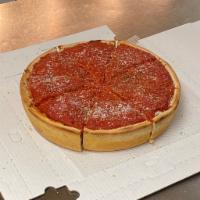 Stuffed Pizza · This classic pizza has a deep dish crust, baked in a pan, covered with our special blend of ...