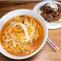 Ramyun and Meat · 8 oz. meat. Our special Korean ramyun with your choice of meat.