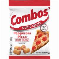 Combos Pepperoni Pizza 6.3oz · Crunchy oven baked crackers with pepperoni pizza flavored fillings create the perfect hunger...