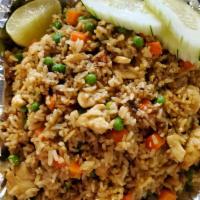 Yangoon Fried Rice · (Choice of Chicken/Pork/Tofu, Beef + $1, Shrimp + $2).
Stir fried your meat choice with egg,...