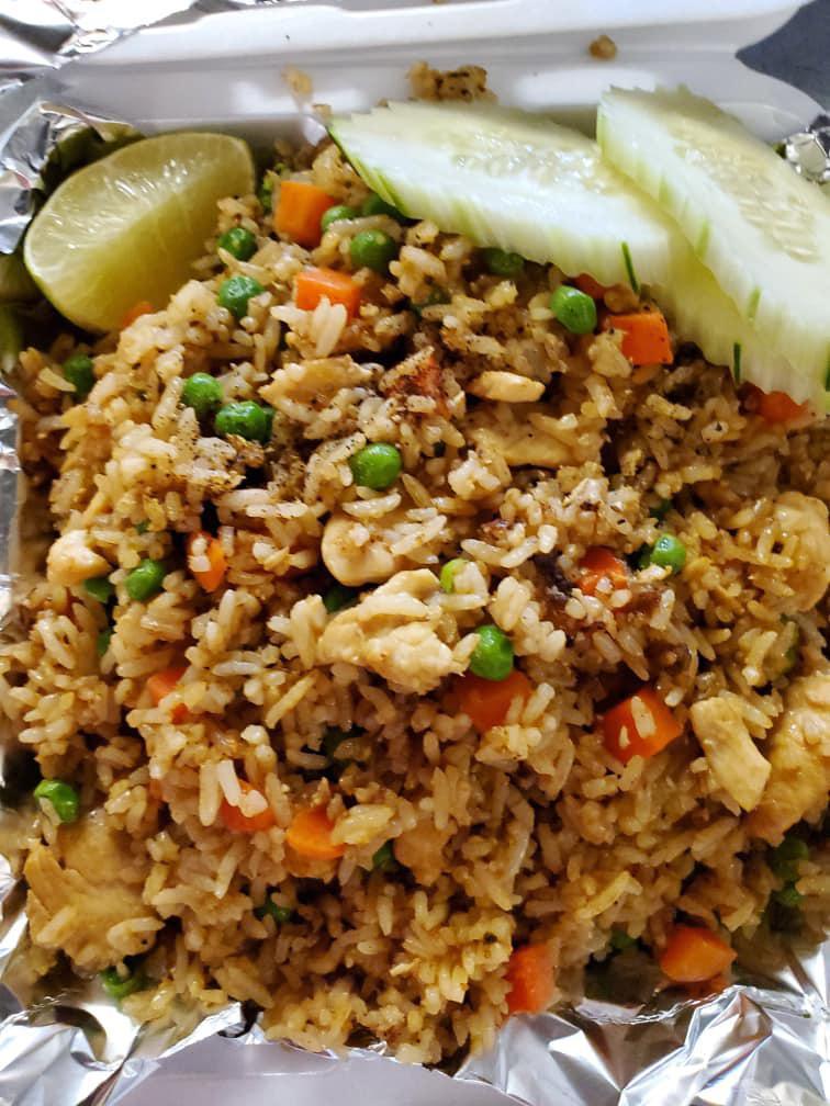 Yangoon Fried Rice · (Choice of Chicken/Pork/Tofu, Beef + $1, Shrimp + $2).
Stir fried your meat choice with egg, salt, rice, yellow bean, sugar, red onion, chili sauce, mix vegetables and black soy sauce.