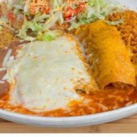 11. One Chile Relleno, One Tostada & One Enchilada Combination · Served with rice and beans.