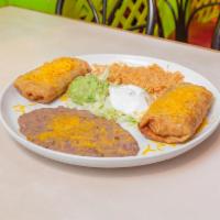 12. Two Chimichanga Combination · Served with rice and beans.